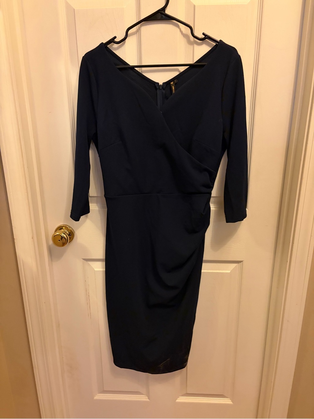 Miusol Navy Wrap-Front Midi Dress